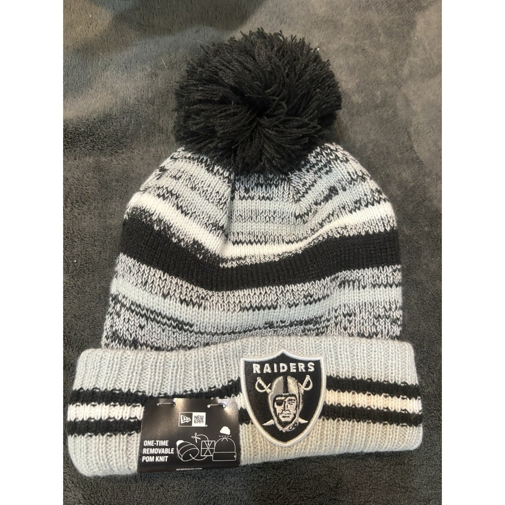 New Era Las Vegas Raiders NFL Sideline Pom Knit Beanie Hat - Brand New with Tags